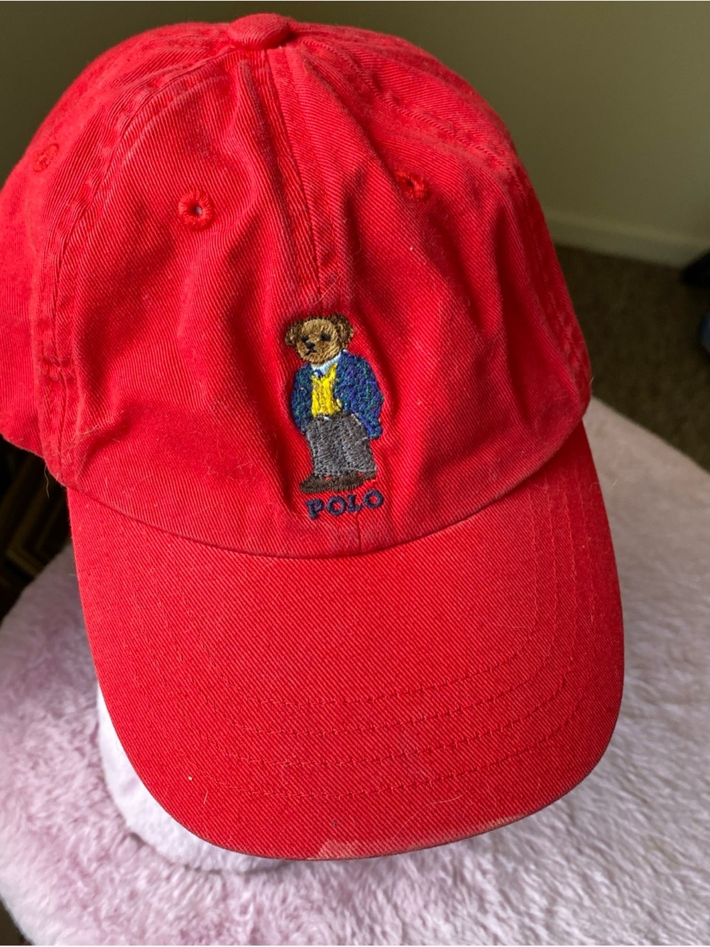 Polo by Ralph Lauren Kids Red Bear Cap with Embroidered Polo Logo